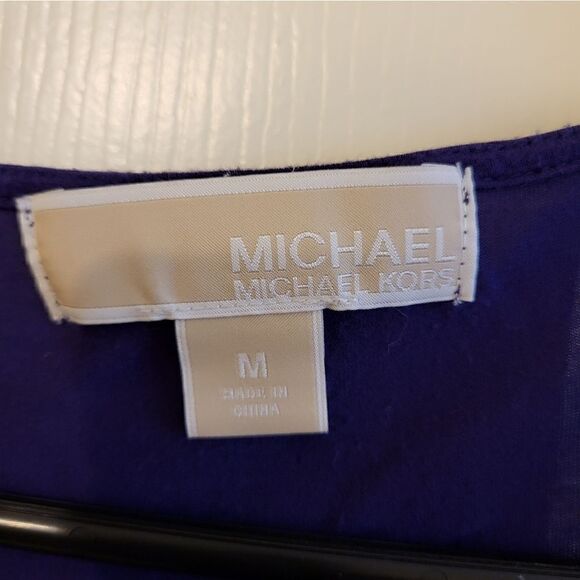 MICHAEL Michael Kors deep purple long-sleeved draping cross-over blouse - Picture 7 of 9